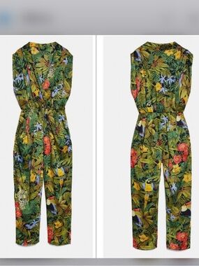 Zara Multicolor Tropical-Print Jumpsuit